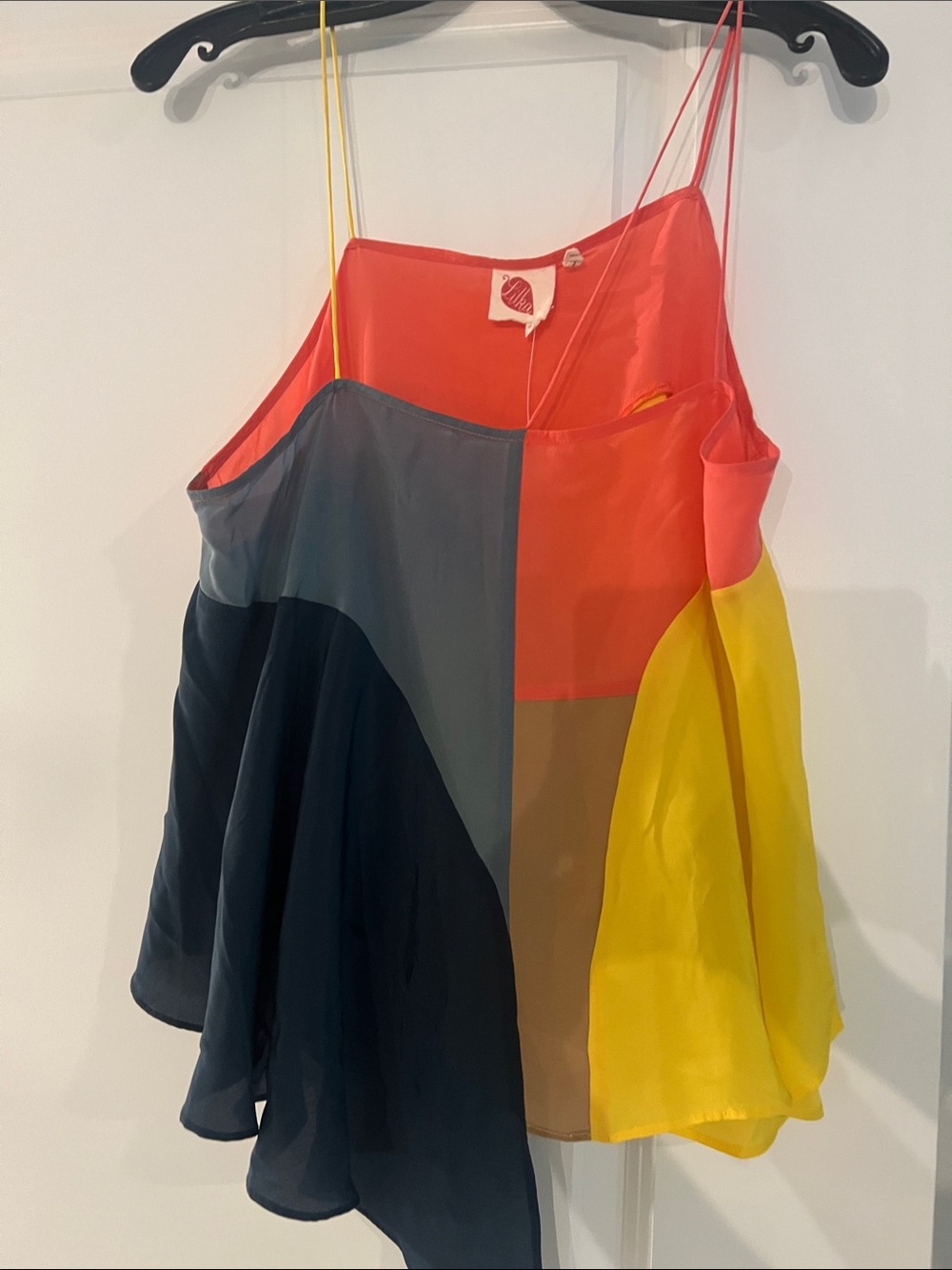 Anthropologie Multi-Color Silk Colorblock Spaghetti-Strap Cami